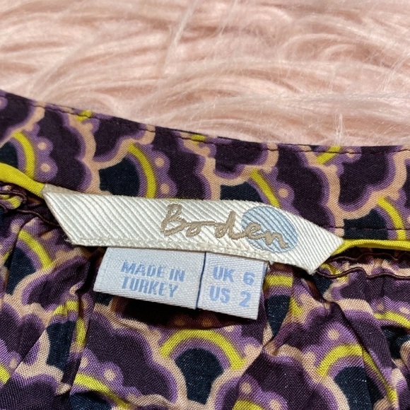 Boden Geometric Floral Retro Patterned Popover Blouse - Picture 2 of 11